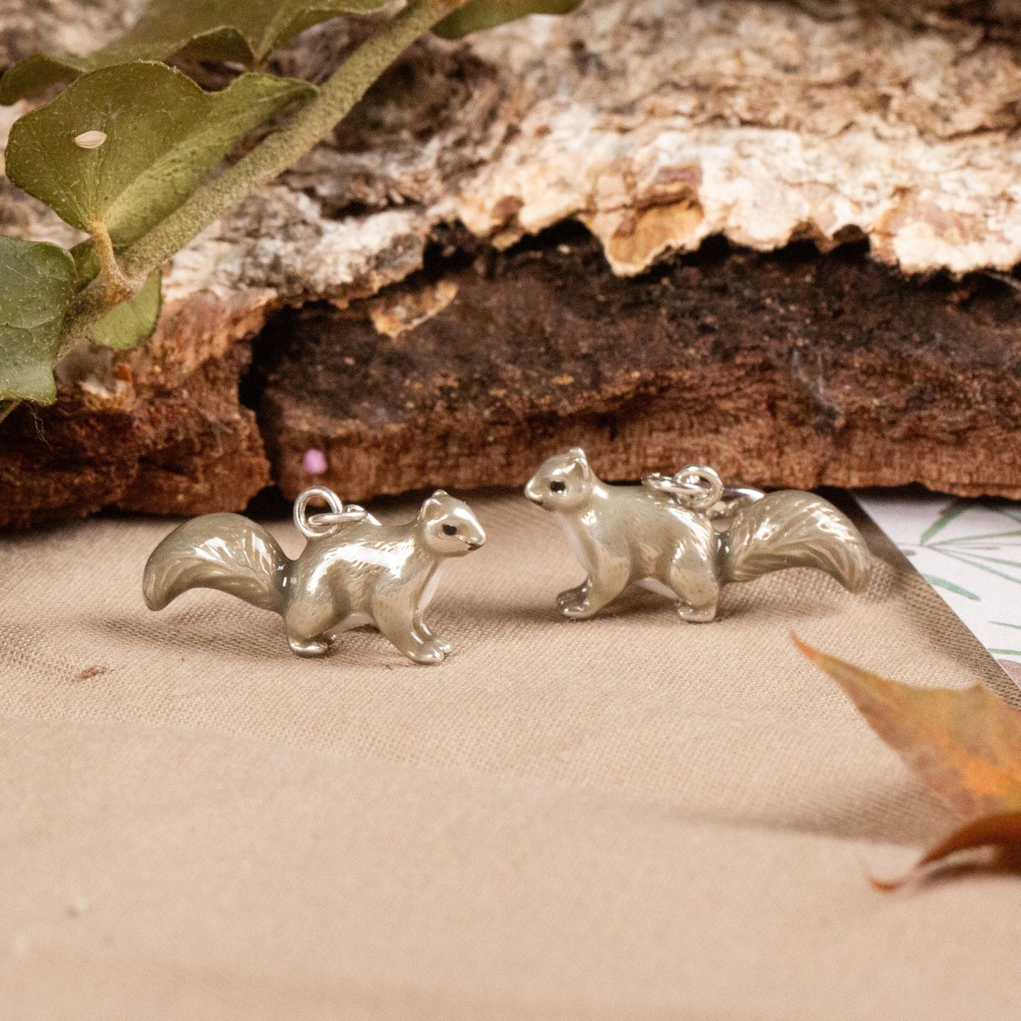Squirrel Charm - Enamelled Sterling Silver - MYLEE London