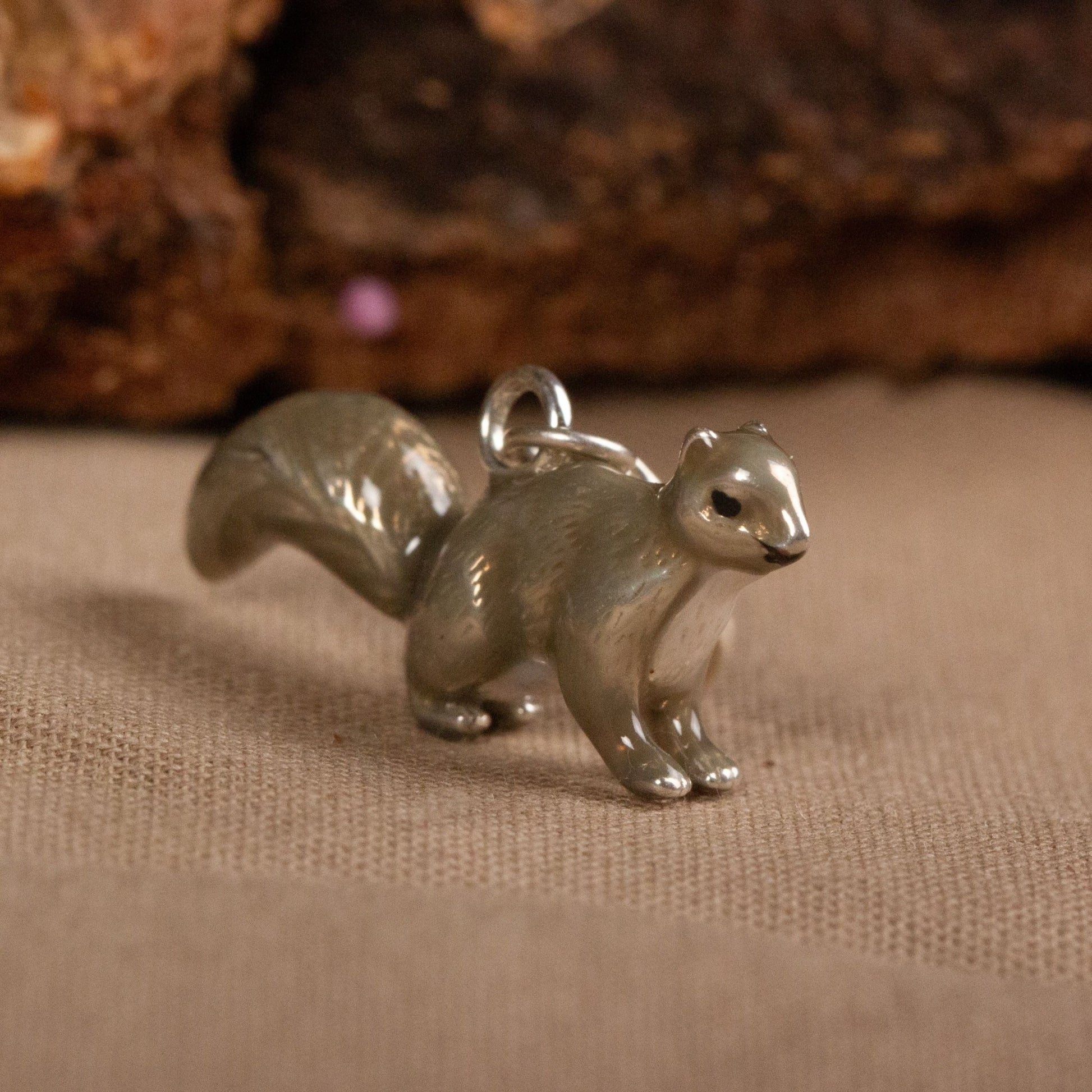 Squirrel Charm - Enamelled Sterling Silver - MYLEE London