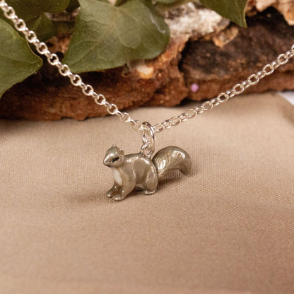 Squirrel Necklace - Enamelled Sterling Silver - MYLEE London
