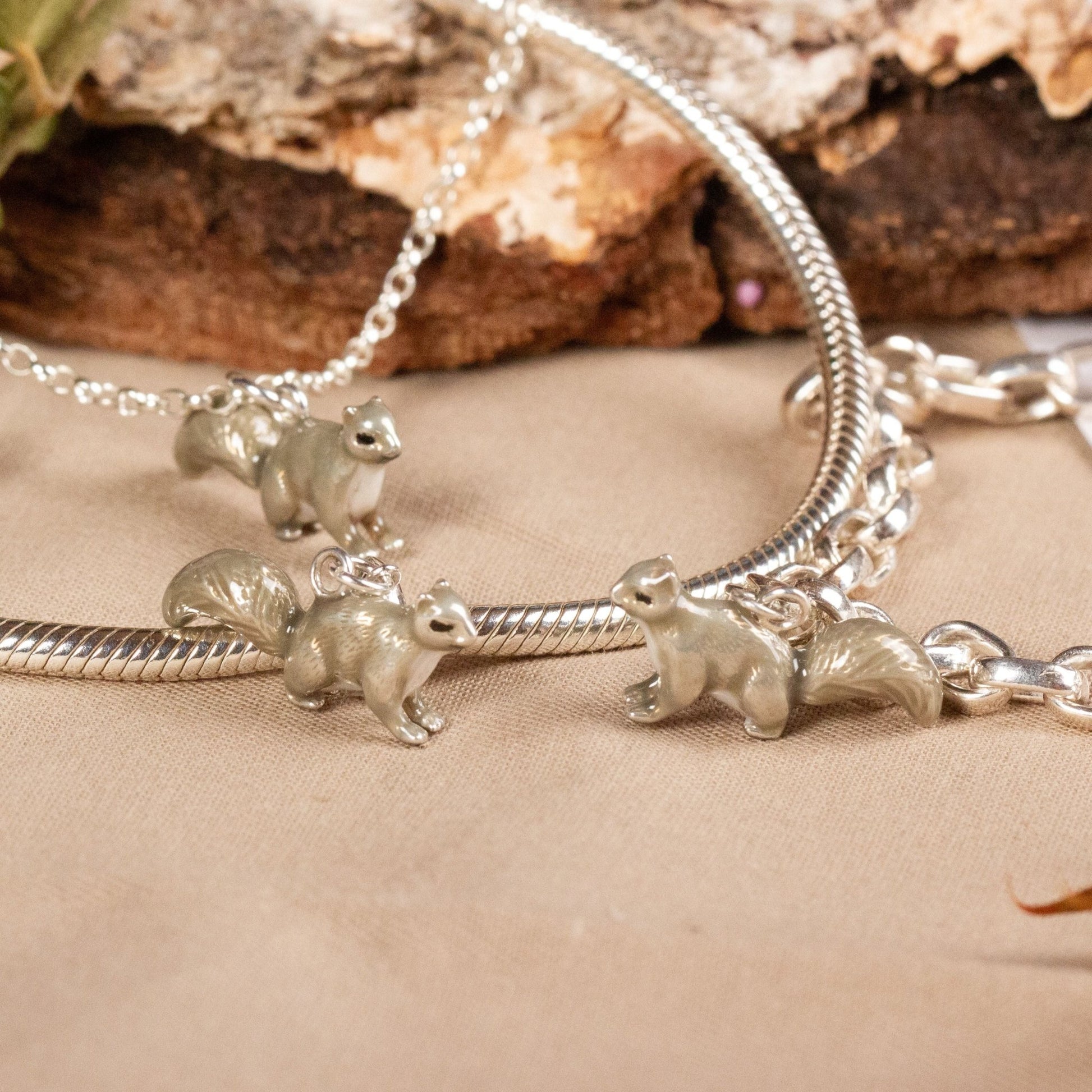 Squirrel Necklace - Enamelled Sterling Silver - MYLEE London