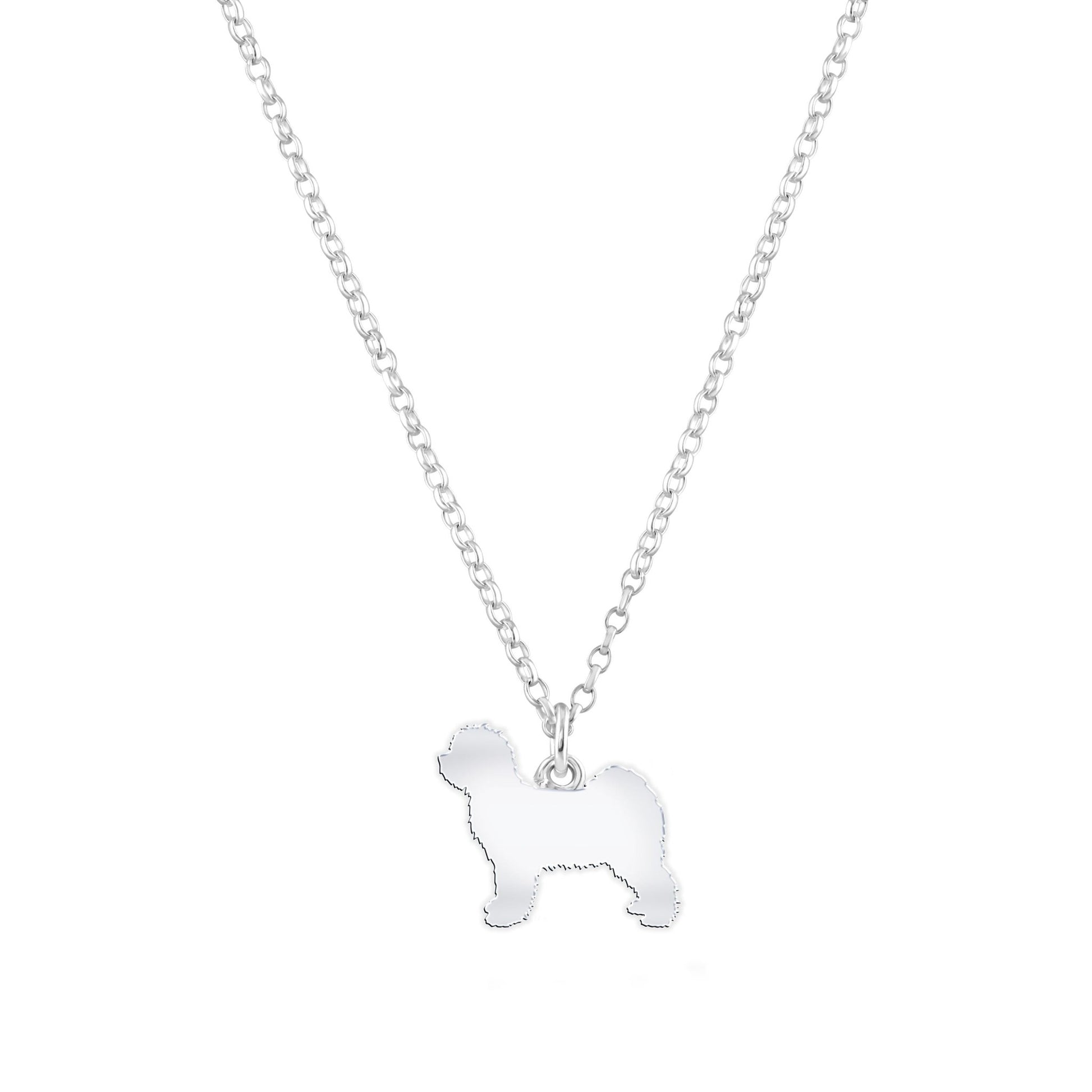 Tibetan Terrier Silhouette Silver Necklace - Personalised - MYLEE London
