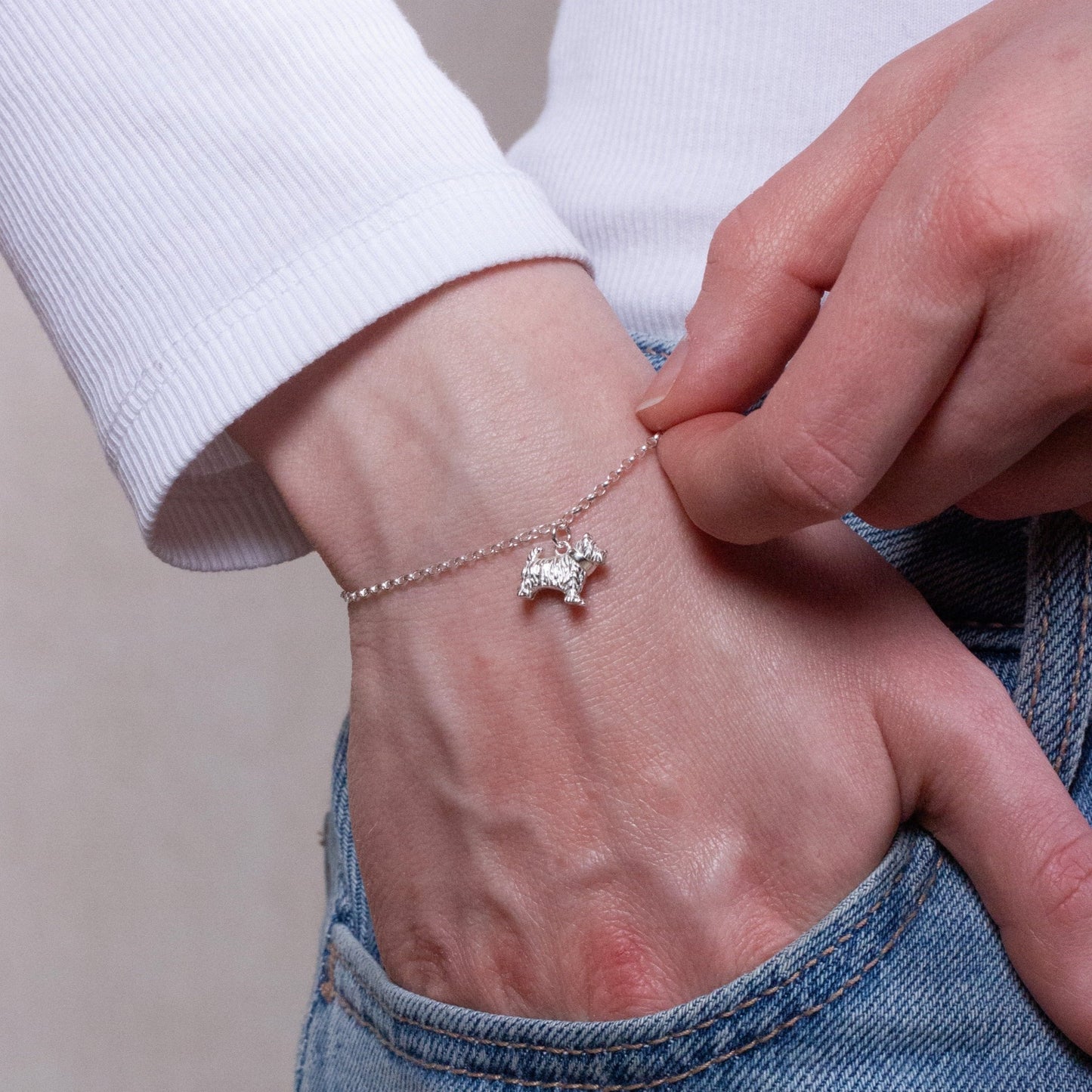 Westie Dainty Chain Bracelet - Personalised - Sterling Silver - MYLEE London