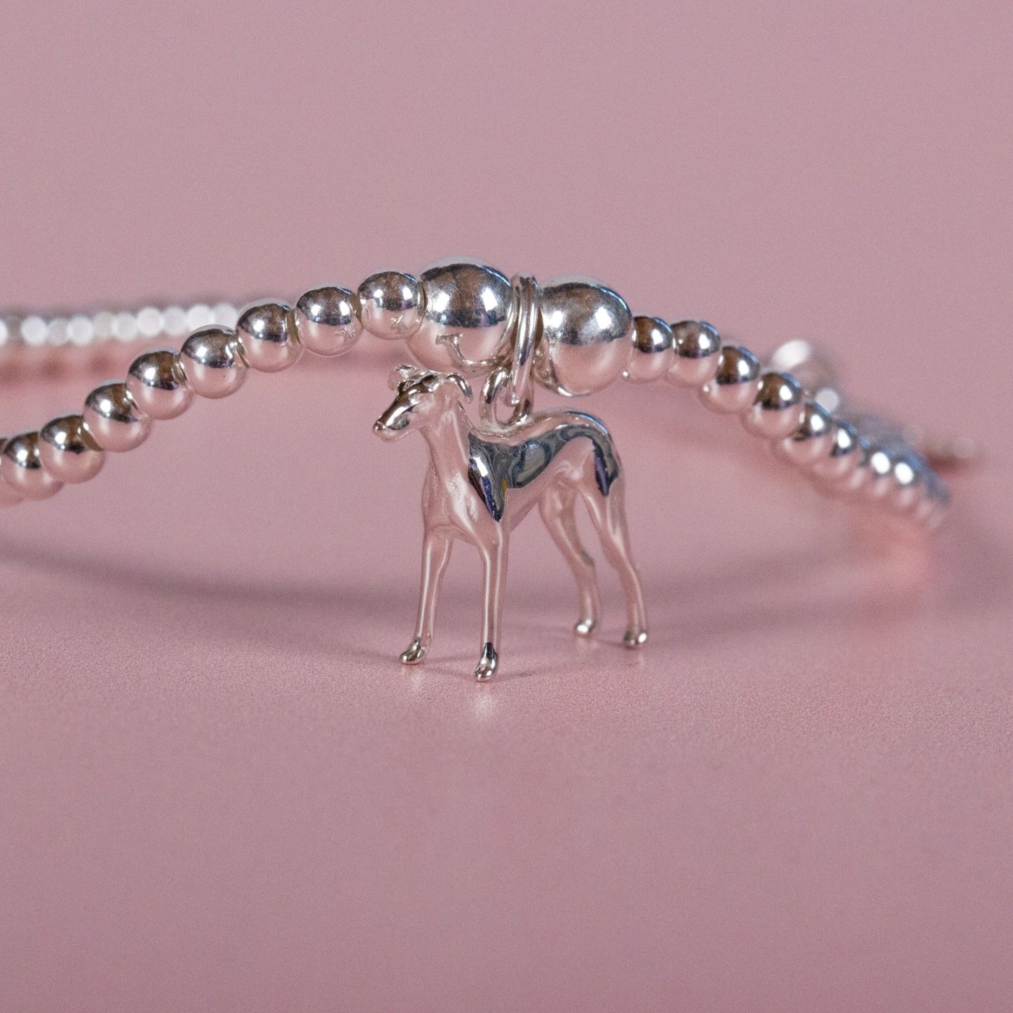 Whippet Silver Ball Bead Bracelet - Personalised - MYLEE London