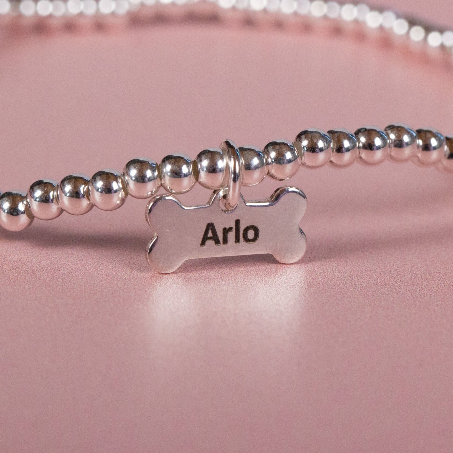 Whippet Silver Ball Bead Bracelet - Personalised - MYLEE London