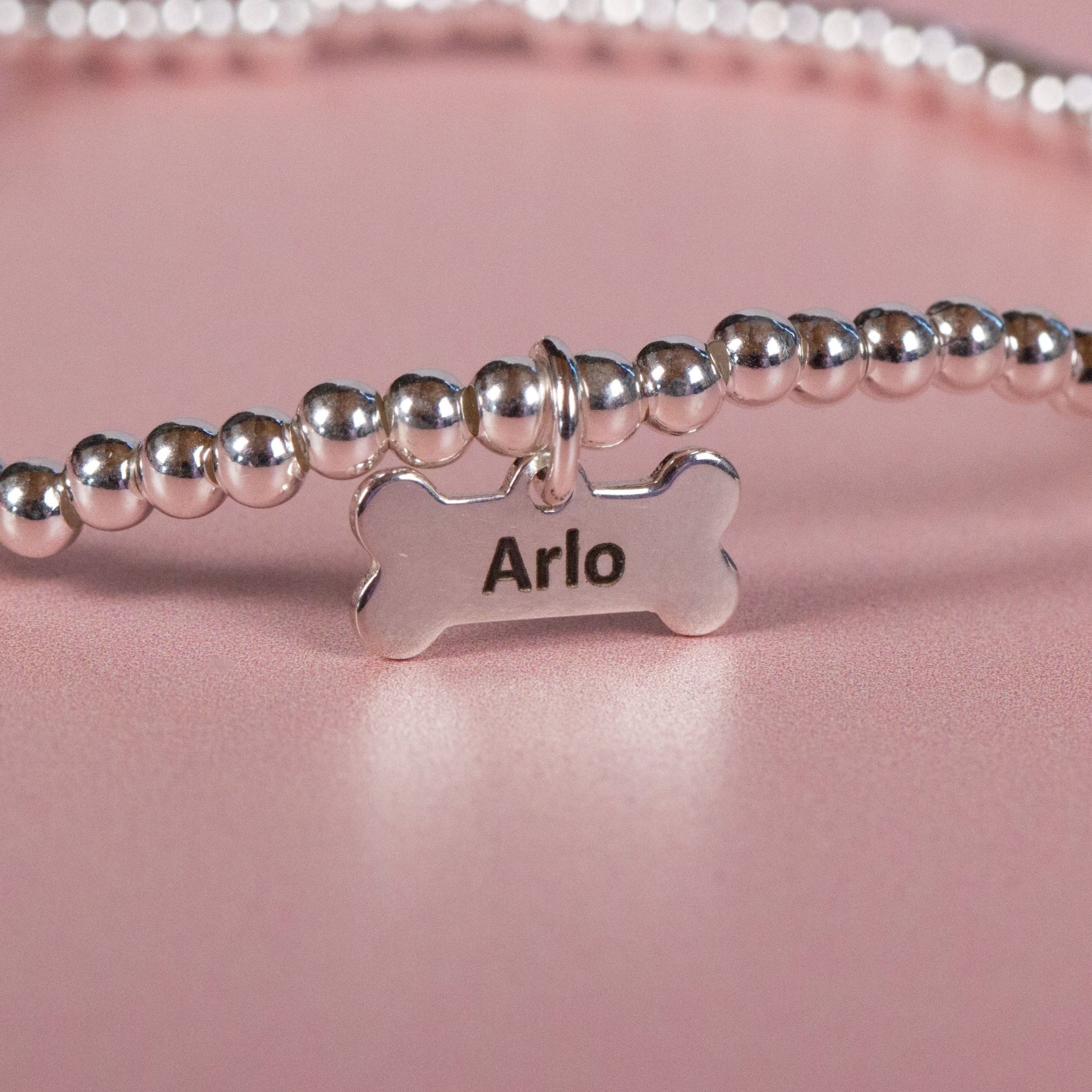 Whippet Silver Ball Bead Bracelet - Personalised - MYLEE London